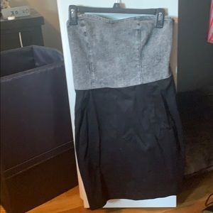 Urban Outfitters denim and black strapless dress